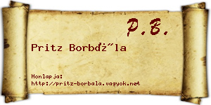 Pritz Borbála névjegykártya